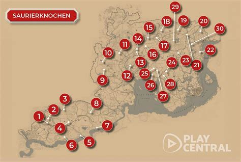 rdr2 saurierknochen karte.